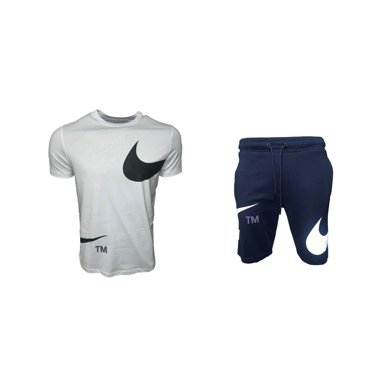 Nike Swoosh  Shorts + T-shirt White Dark Blue